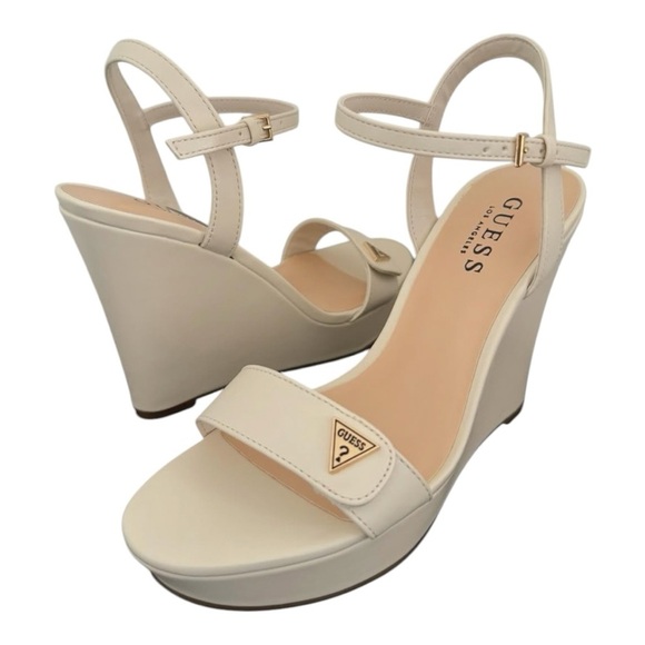 GUESS Cream Wedge Sandals - Picture 1 of 7